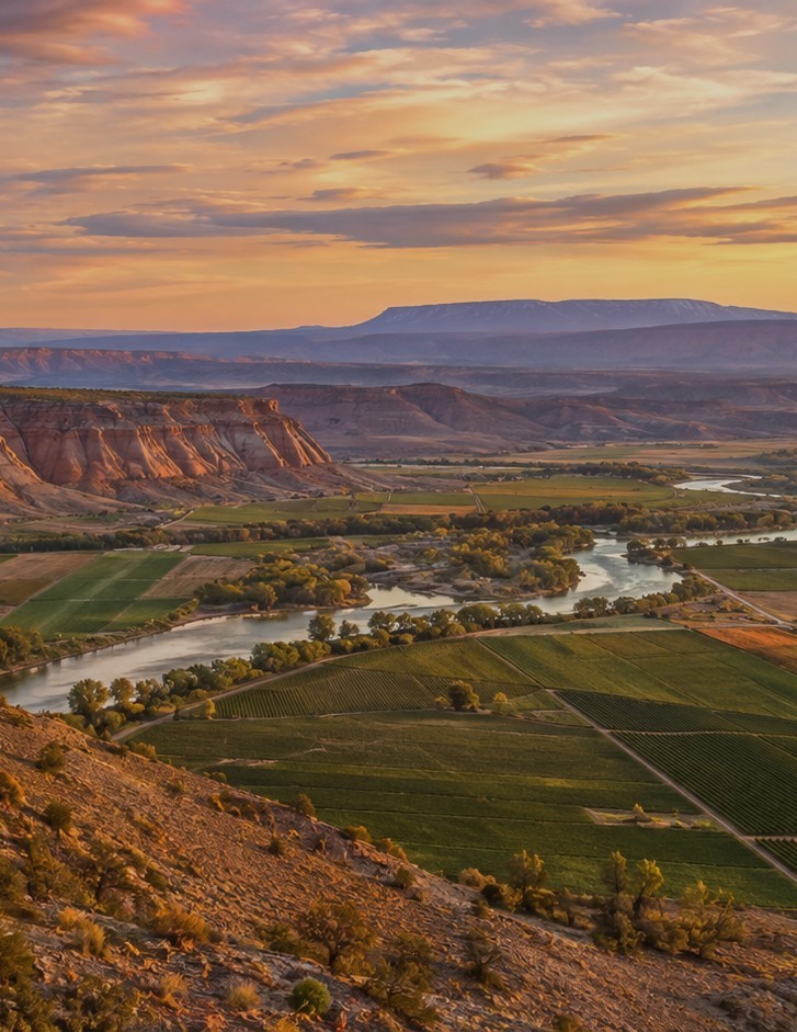 Elevated view over the Grand Valley and Colorado River